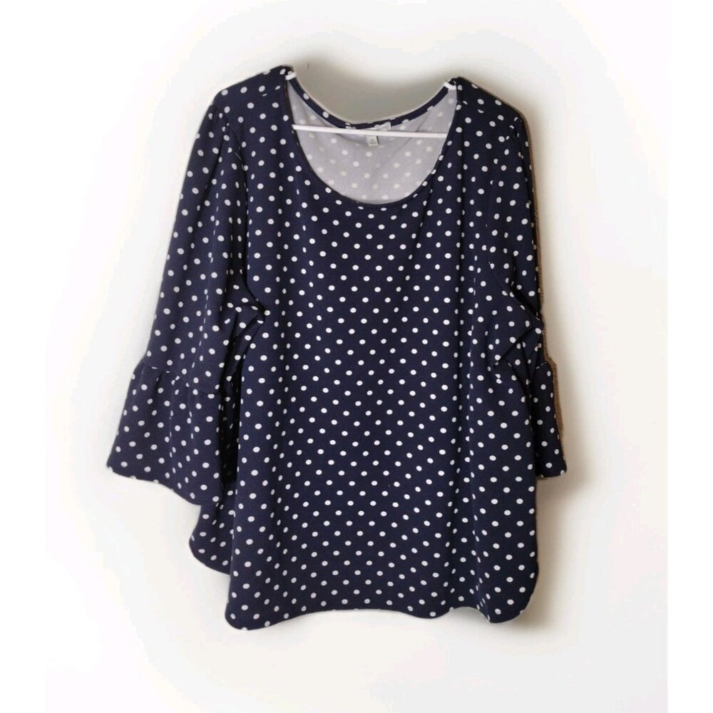 Green Envelope Top 3x Polka Dot Scoop Neck Half Sleeve Stretch